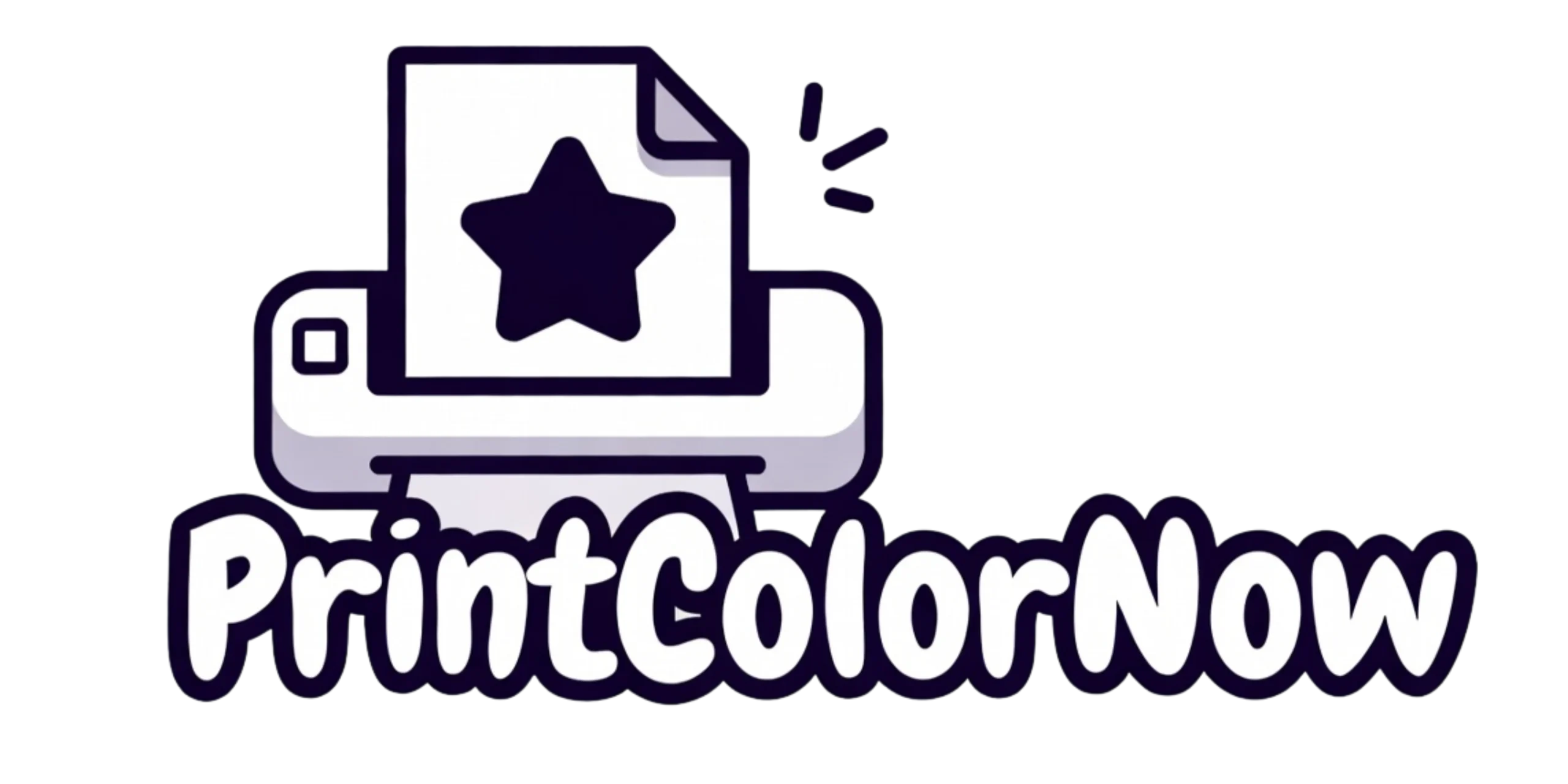 PrintColorNow logo with a cute printer printing a star page